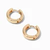 Gold-tone 15mm Flat Huggie Hoop Earrings