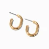 Gold-tone 20mm Half Tube Square Oval Hoop Earrings
