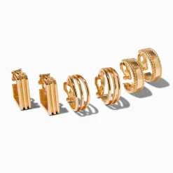 Gold-tone 20mm Hoop Clip-On Earrings - 3 Pack