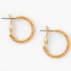 Gold-tone 20mm Laser Cut Twisted Hoop Earrings