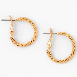 Gold-tone 20mm Laser Cut Twisted Hoop Earrings