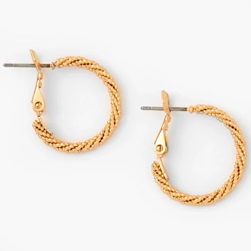 Gold-tone 20mm Laser Cut Twisted Hoop Earrings