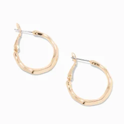 Gold-tone 25mm Molten Hoop Earrings
