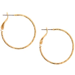 Gold-tone 30mm Textured Hoop Earrings