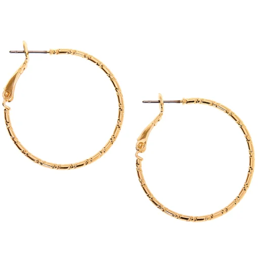 Gold-tone 30mm Textured Hoop Earrings