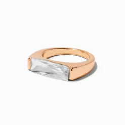 Gold-tone Modern Baguette Statement Ring