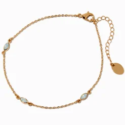 Gold-tone Multi Opal Chain Anklet