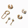 Gold-tone Opal Cuff Earring Stackables - 6 Pack
