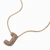 Gold-tone Pavé Bubble Initial Pendant Necklace - J