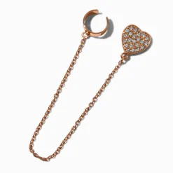Gold-tone Pavé Heart Connector Earring