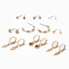 Gold-tone Pearl & Crosses Stackables Earring Set - 9 Pack