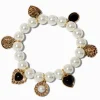 Gold-tone Pearl Charm Stretch Bracelet