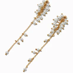 Gold-tone Pearl Cluster Drop Earrings