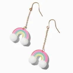 Gold-tone Rainbow 2" Drop Earrings