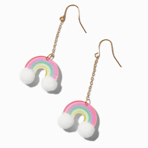 Gold-tone Rainbow 2" Drop Earrings