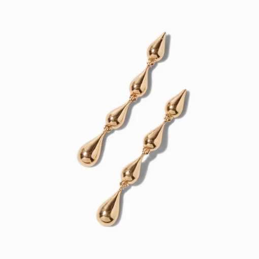 Gold-tone Raindrop Linear Drop Earrings
