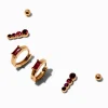 Gold-tone Red Cubic Zirconia Earring Stackables Set - 3 Pack