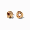 Gold-tone Rope Knot Stud Earrings