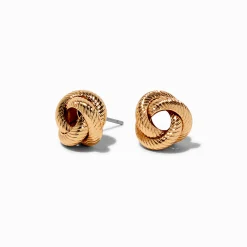 Gold-tone Rope Knot Stud Earrings