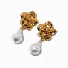 Gold-tone Rose & Pearl Micro Drop Earrings