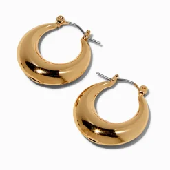 Gold-tone Round Tube 22mm Hoop Earrings