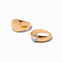 Gold-tone Signet Rings - 2 Pack