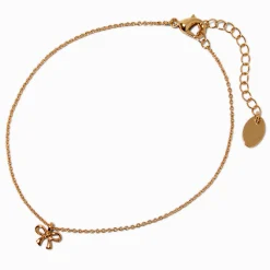 Gold-tone Single Bow Chain Anklet