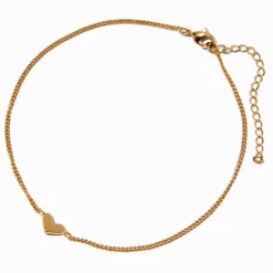 Gold-tone Single Heart Chain Anklet