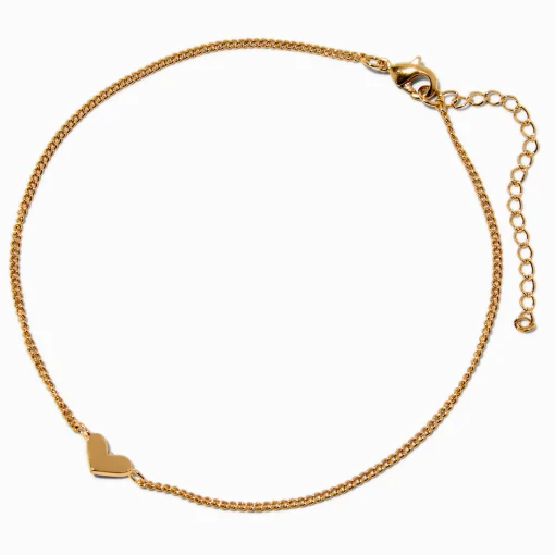 Gold-tone Single Heart Chain Anklet