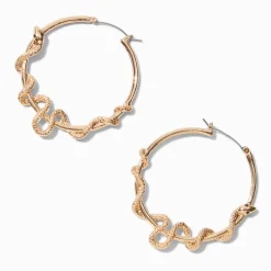 Gold-tone Snake Large Hoop Earrings
