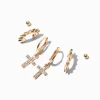 Gold-tone Spikey Cross Earring Stackables Set - 3 Pack
