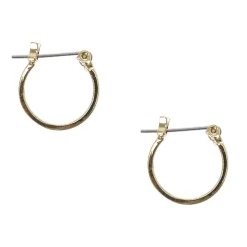 Gold-tone Square Edge 15mm Hoop Earrings
