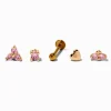Gold-tone Stainless Steel Cubic Zirconia Changeable 18G Cartilage Pink Flat Back Earrings - 5 Pack