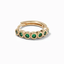 Gold-tone Stainless Steel Green Cubic Zirconia 18G Cartilage Clicker Earring