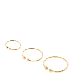 Gold-tone Stainless Steel Graduated Faux Nose Rings - 3 Pack