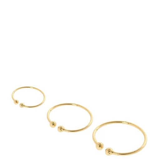 Gold-tone Stainless Steel Graduated Faux Nose Rings - 3 Pack