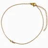 Gold-tone Stainless Steel Single Crystal Chain Anklet