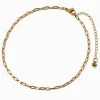 Gold-tone Stainless Steel Paperclip Chain Anklet