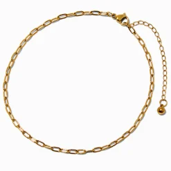 Gold-tone Stainless Steel Paperclip Chain Anklet