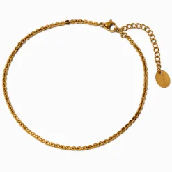 Gold-tone Stainless Steel Chunky Rope Chain Anklet