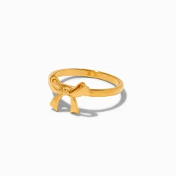 Gold-tone Stainless Steel Bow Ring
