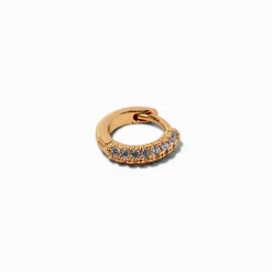 Gold-tone Stainless Steel Cubic Zirconia 18G Clicker Hoop Rook Earring