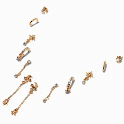 Gold-tone Star & Moon Earring Stackables Set - 6 Pack