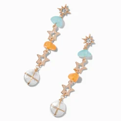 Gold-tone Starburst 3" Drop Earrings