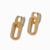 Gold-tone Textured Chain Link Hoop Earrings