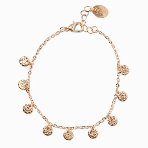 Gold-tone Textured Coin Chain Bracelet