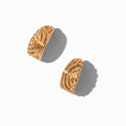 Gold-tone Textured Half Hoop Earrings