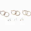 Gold-tone Textured Hoop & Studs Earrings Set - 6 Pack