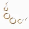 Gold-tone Thick Clicker Earring Stackables Set - 3 Pack