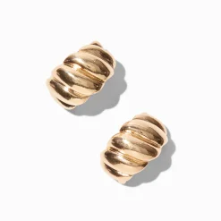 Gold-tone Thick Croissant Hoop Earrings